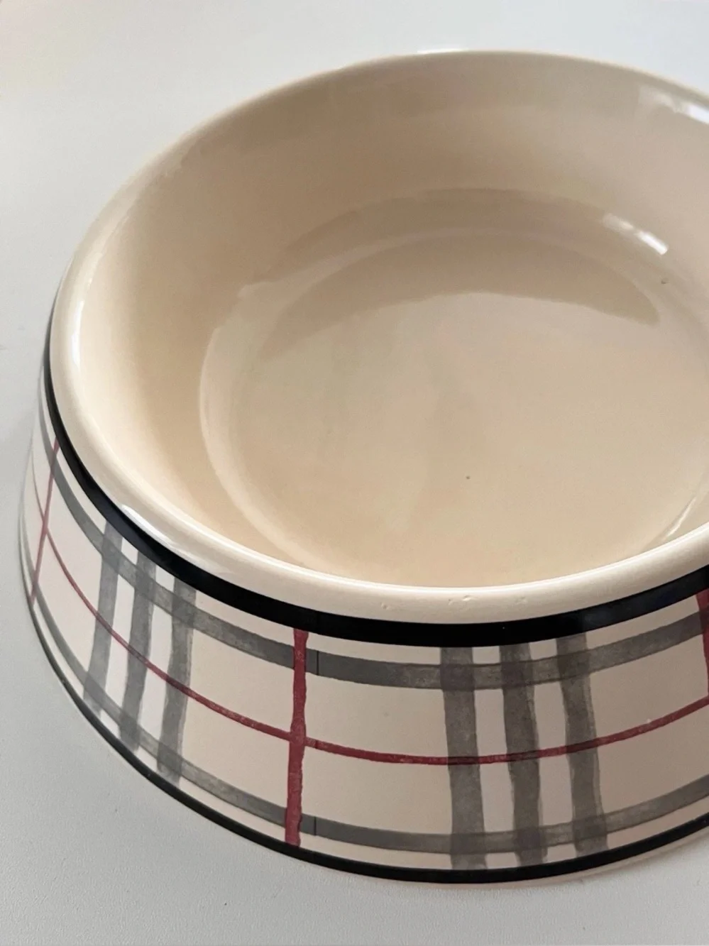 Authentic BURBERRY Nova Check Porcelain Large Dog Food Bowl Water Bowl